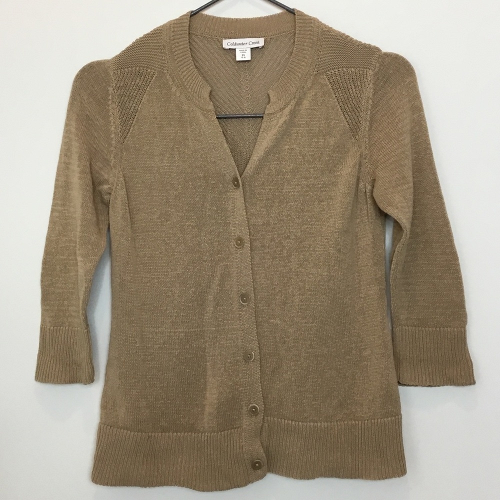Coldwater Creek Women's Tan/Gold Cardigan size XS 4-6